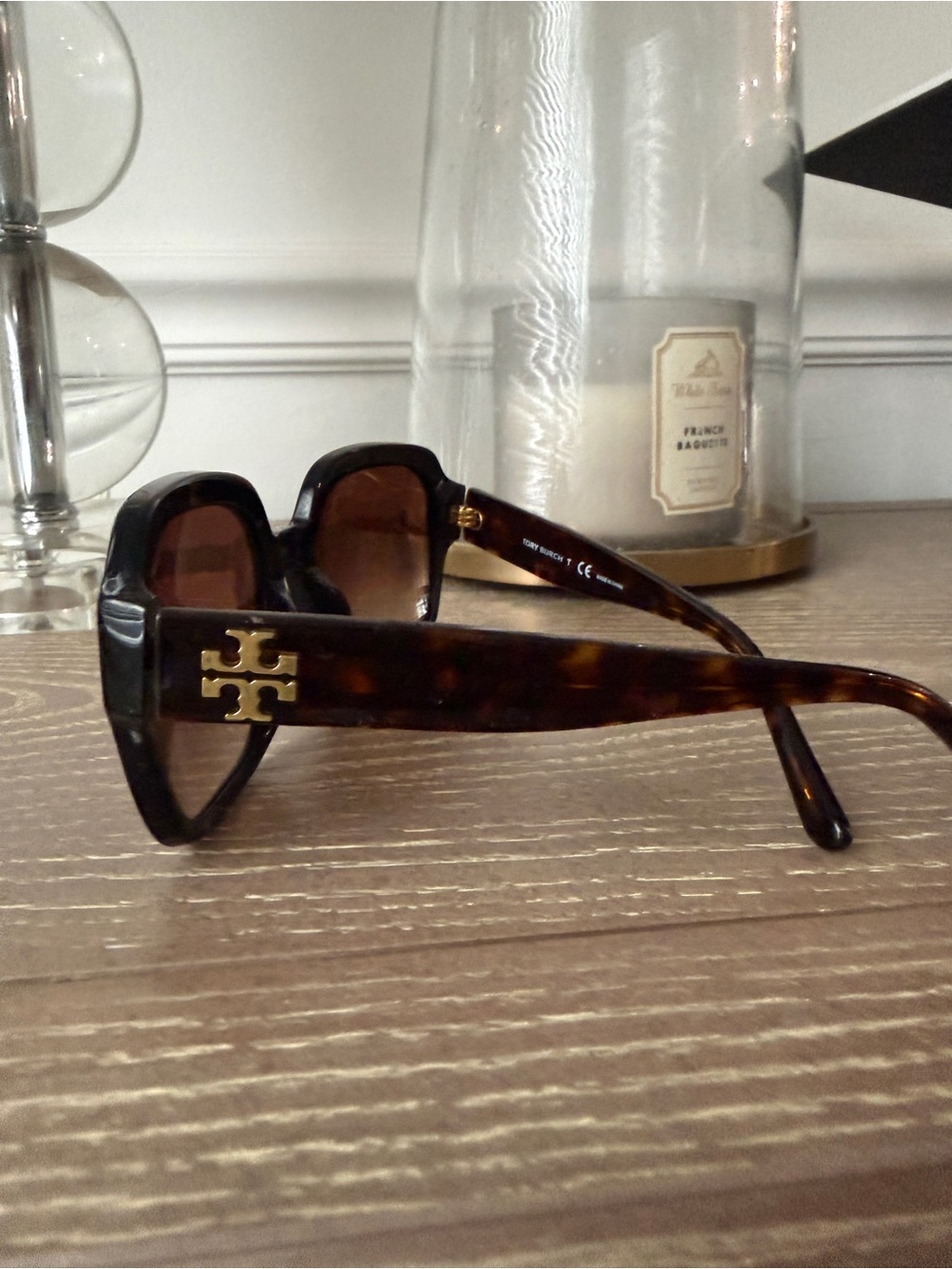 Tory Burch Tortoiseshell Sunglasses with Gold Logo
